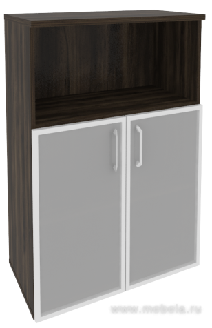 Офисный шкаф средний широкий со стеклом в раме