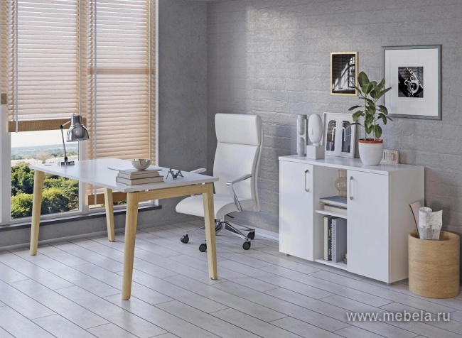 Офисный шкаф низкий узкий стекло левый / правый