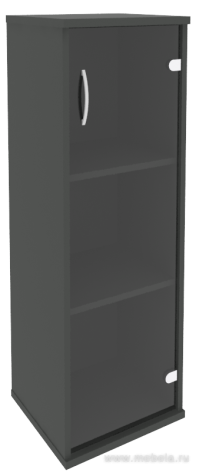 Офисный шкаф узкий средний со стеклом, Л/Пр.