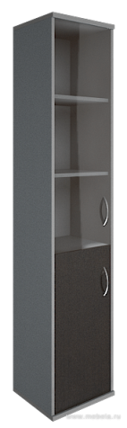 Офисный шкаф узкий комбинир. со стеклом, левый/правый