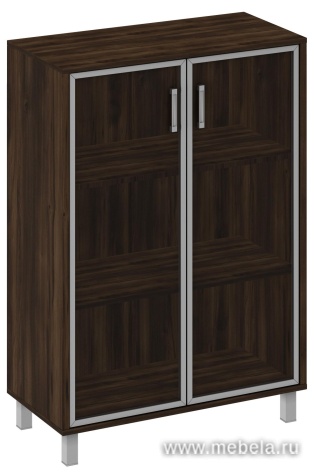 Офисный шкаф средний, широкий, стекло в алюминиевой раме