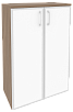Офисный шкаф средний широкий с белым стеклом в раме