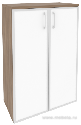 Офисный шкаф средний широкий с белым стеклом в раме