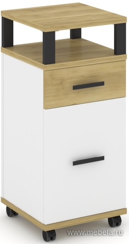 Тумба мобильная 1 ящик + 1 распашной фасад. С надставкой.