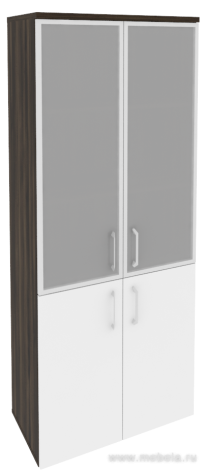 Офисный шкаф высокий широкий со стеклом в раме