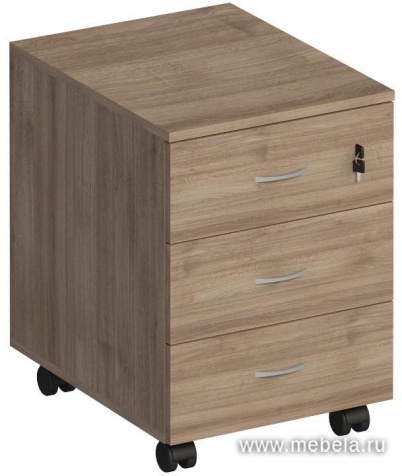 Подкатная офисная тумба с колёсиками и замком, 3 ящика