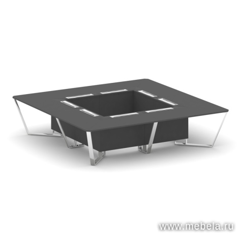 Стол переговорный квадратный с лючками из нержавеющей стали