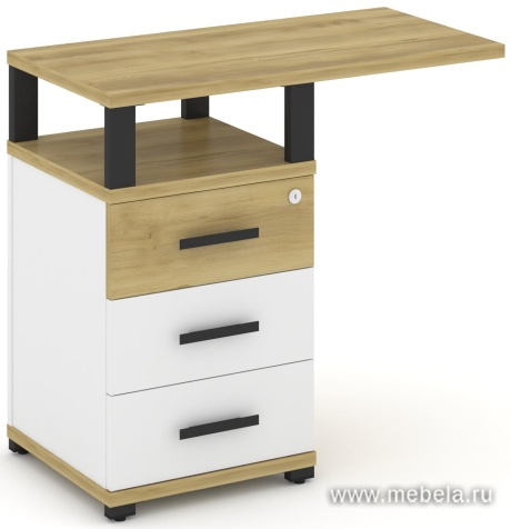 Тумба приставная узкая 3 ящика со свесом. С надставкой широкой.