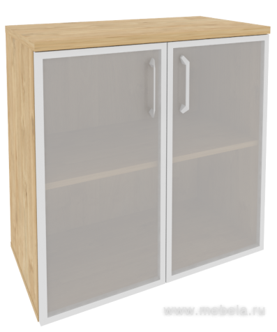 Офисный шкаф низкий широкий со стеклом в раме