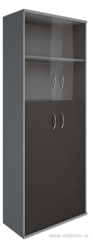 Офисный шкаф высокий  комбинир. со стеклом