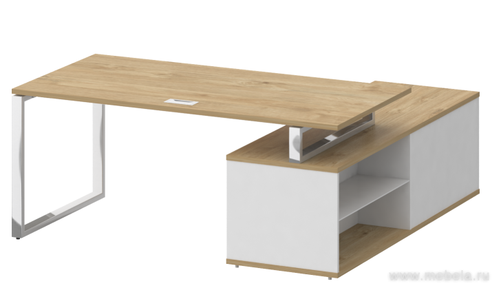 Стол руководителя на металлокаркасе с опорной греденцией (левый)