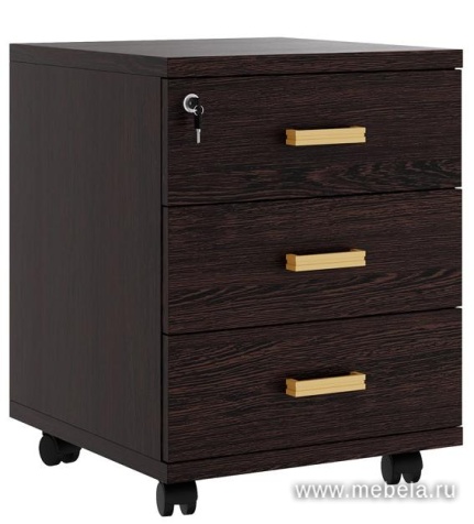 Мобильная офисная тумба с колёсиками и замком, 3 ящика