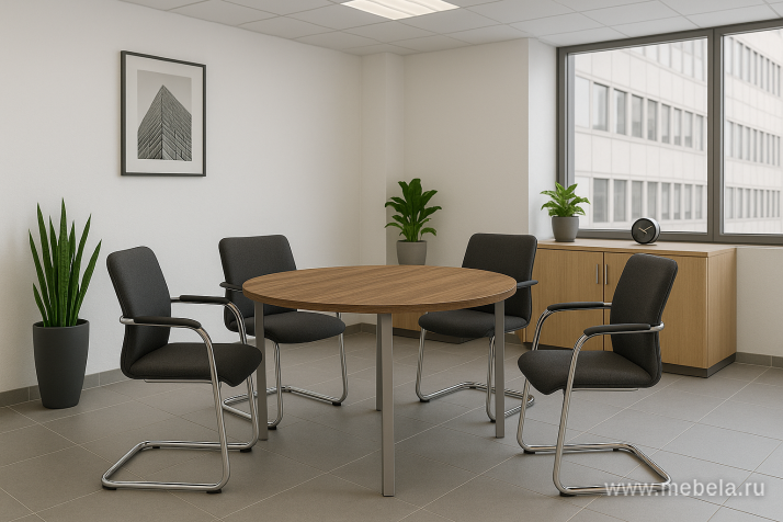 Стол для переговоров круглый (опоры прямоугольного сечения)