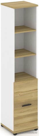 Офисный шкаф одна узкая секция, 5 ниш (фасад ЛДСП, 2 ниши)