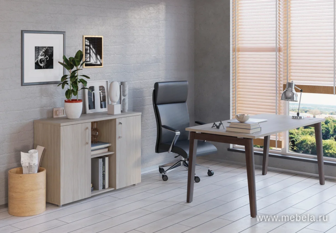 Офисный шкаф низкий узкий стекло левый / правый