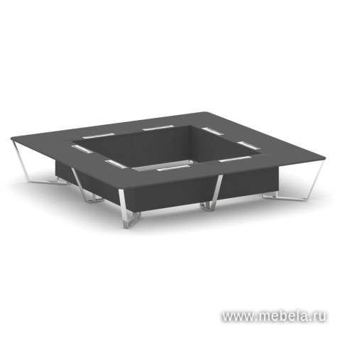 Стол переговорный квадратный с лючками из нержавеющей стали