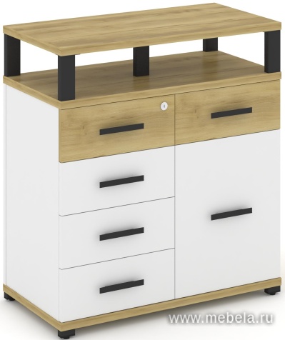 Тумба приставная широкая 5 ящиков + 1 распашной фасад. С надставкой широкой.