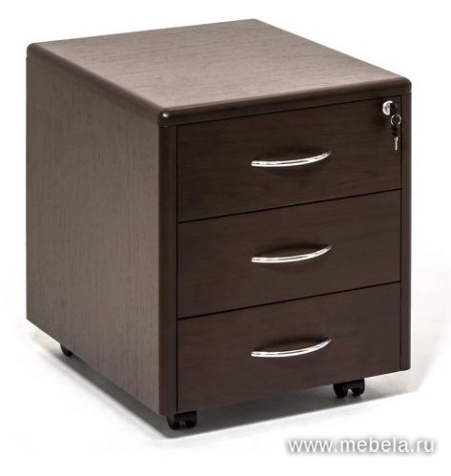 Мобильная офисная тумба с колёсиками и замком, 3 ящика