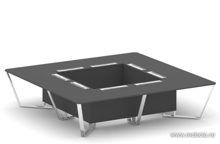 Стол переговорный квадратный с лючками из нержавеющей стали