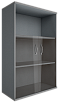 Офисный шкаф средний со стеклом и открытой полкой