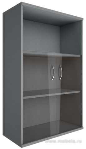 Офисный шкаф средний со стеклом и открытой полкой