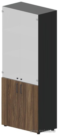 Офисный шкаф для документов (стеклянные белые матовые двери, ручки - хром)