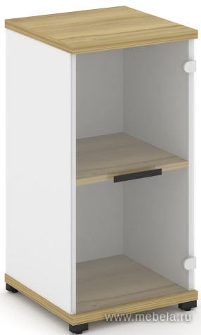 Офисный шкаф одна узкая секция, 2 ниши (фасад стекло прозрачное, 2 ниши)