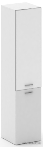 Офисный шкаф узкий высокий белое стекло (левый/ правый)