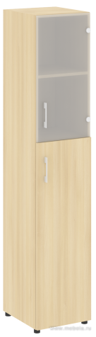 Офисный шкаф узкий комбинированный со стеклом Л/ПР