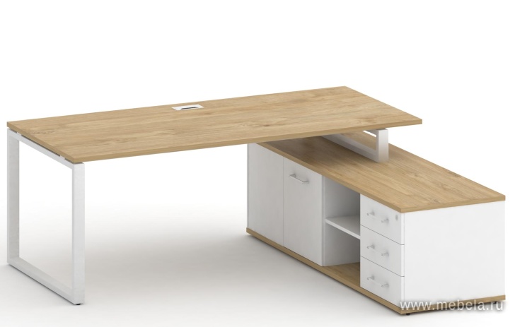 Стол руководителя на металлокаркасе с опорной греденцией (правый)