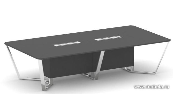 Стол переговорный прямоугольный с лючками из нержавеющей стали