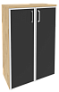 Офисный шкаф средний широкий с чёрным стеклом в раме