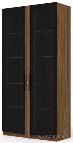 Офисный шкаф высокий со стеклом (полки стекло) с подсветкой