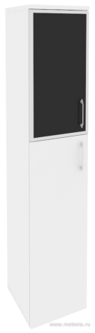 Офисный шкаф высокий узкий с чёрным стеклом в раме (лев/прав) 