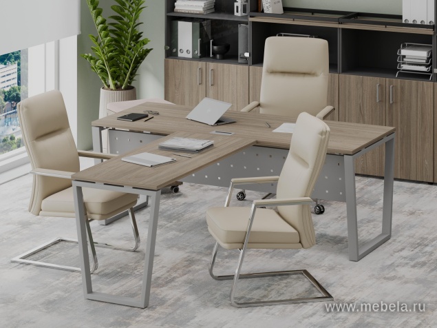 Офисный шкаф средний широкий (2 низких фасада стекло сатин в раме, задняя стенка ЛДСП