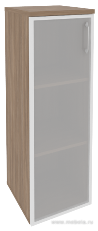 Офисный шкаф средний узкий белое стекло в раме (лев/прав) 