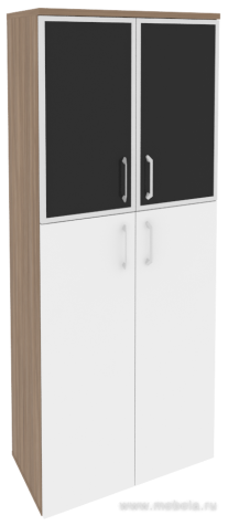 Офисный шкаф высокий широкий с чёрным стеклом в раме