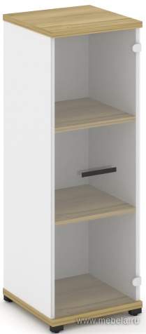 Офисный шкаф одна узкая секция, 3 ниши (фасад стекло прозрачное, 3 ниши)