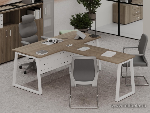 Офисный шкаф средний широкий (2 низких фасада стекло сатин в раме, задняя стенка ЛДСП