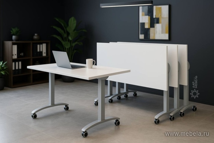 Стол складной мобильный (закругленный)