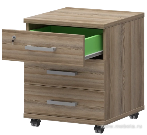 Мобильная офисная тумба с колёсиками и замком, 3 ящика