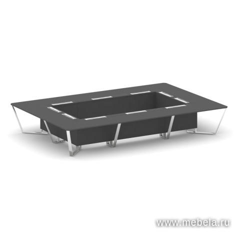 Стол переговорный квадратный с лючками из нержавеющей стали