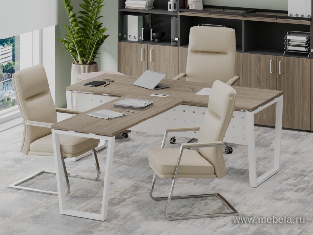 Офисный шкаф средний широкий (2 низких фасада стекло сатин в раме, задняя стенка ЛДСП