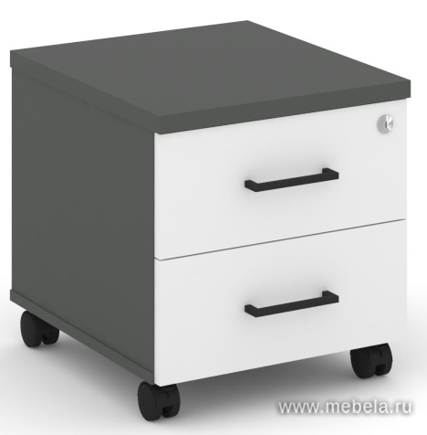 Тумба мобильная 2 ящика. Стандартные колеса