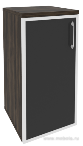 Офисный шкаф низкий узкий чёрное стекло в раме (лев/прав) 