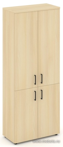 Офисный шкаф высокий широкий (2 низких + 2 средних фасада, задняя стенка ЛДСП