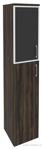 Офисный шкаф высокий узкий с чёрным стеклом в раме (лев/прав) 