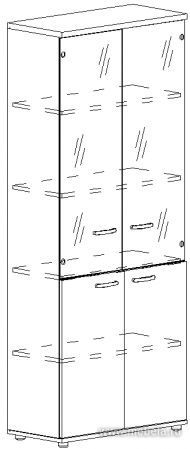 Офисный шкаф для документов со стеклянными прозрачными дверьми