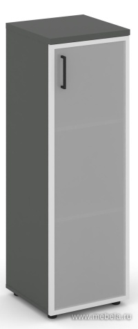 Офисный шкаф средний узкий левый / правый (1 средний фасад стекло сатин в раме, задняя стенка ЛДСП)