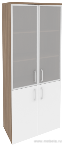 Офисный шкаф высокий широкий со стеклом в раме